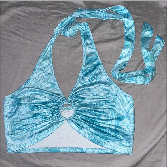 turquoise blue bathing suit or halter top - Picture 3 of 3